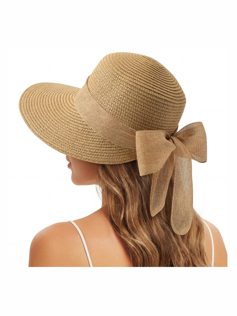 Sun Hats for Women, Straw Beach Hat UV Sun Protection | Khaki | Size OS